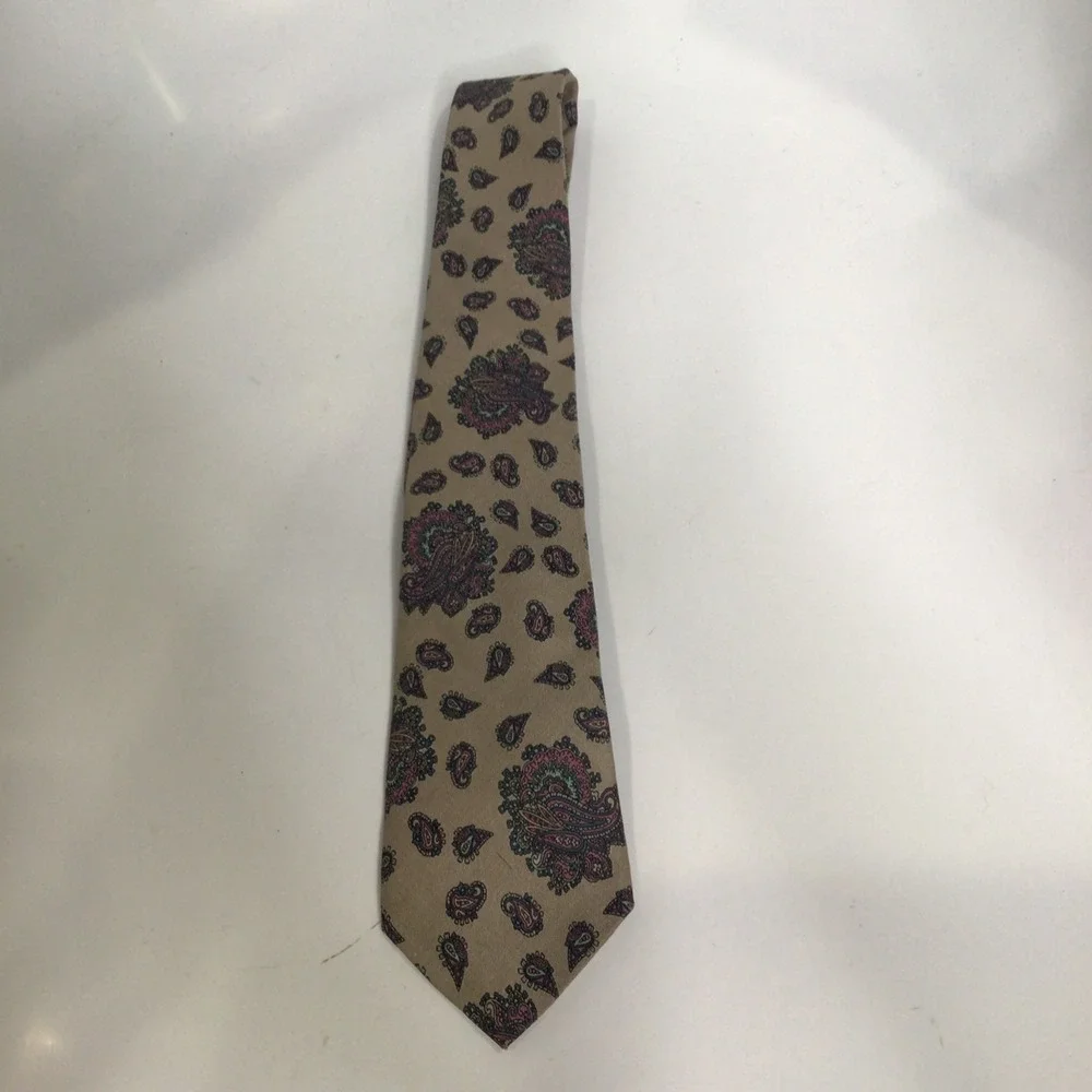 Nantucket traders tan paisley tie‎ men's one size vintage dressy retro